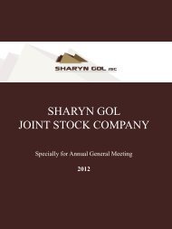 SHARYN GOL JOINT STOCK COMPANY