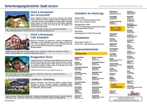 Beherbergungsbetriebe Stadt Liezen - Stadtmarketing & Tourismus ...