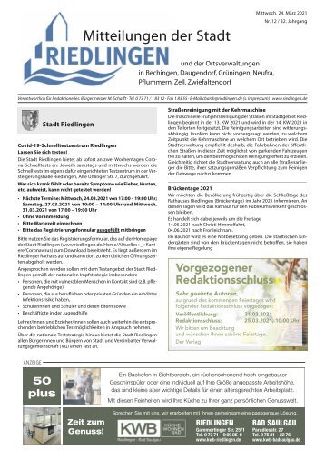 Amtliches Mitteilungsblatt Riedlingen 24.03.2021