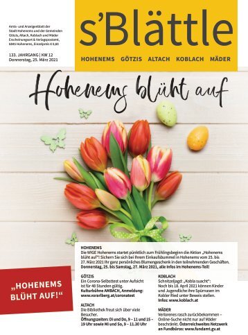 s'Blättle Nr. 12 - Do, 25. März 2021