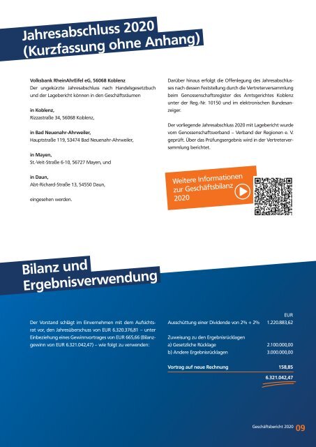 Geschäftsbericht 2020 - Volksbank RheinAhrEifel eG