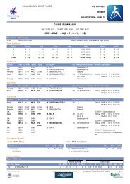 GAME SUMMARY CHN - KAZ 1 - 4 (0 - 1 , 0 - 1 , 1 - 2) - IIHF