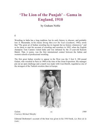 'The Lion of the Punjab' – Gama in England, 1910 - APNA, Academy ...