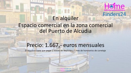 Se alquila este local comercial en la zona comercial del Port de Alcudia. (LOC0050)