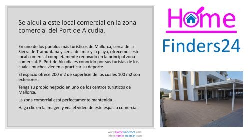 Se alquila este local comercial en la zona comercial del Port de Alcudia. (LOC0050)