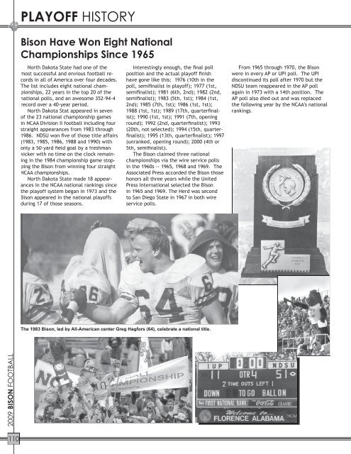 BISON PLAYOFF HISTORY - North Dakota State University Athletics