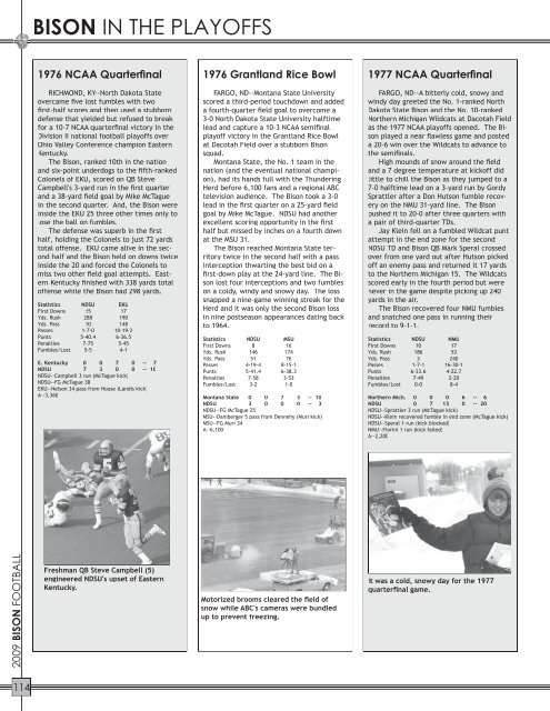 BISON PLAYOFF HISTORY - North Dakota State University Athletics