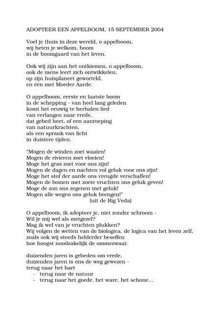 Spiksplinternieuw 0409 gedicht Simon Vinkenoog - Adopteer een Appelboom PF-05