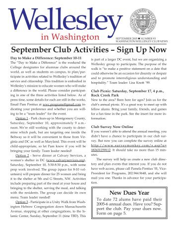 September Club Activities - Wellesley