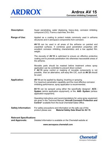 Ardrox AV 15 - Chemetall Aerospace Technologies