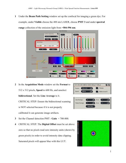 Point Spread Function Protocol Leica SP5