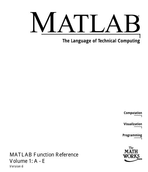 MATLAB Function Reference Volume 1: A - E - Bad Request