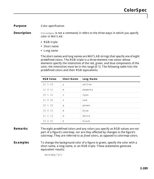 MATLAB Function Reference Volume 1: A - E - Bad Request