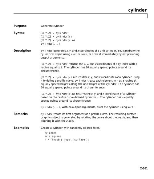 MATLAB Function Reference Volume 1: A - E - Bad Request