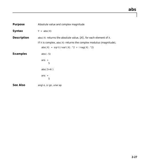 MATLAB Function Reference Volume 1: A - E - Bad Request