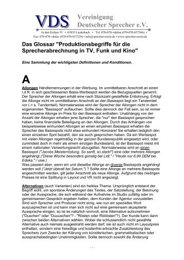 Glossar - Vereinigung Deutscher Sprecher eV