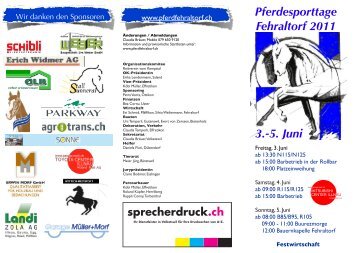 Pferdesporttage Fehraltorf 2011 3.-5. Juni - Reitverein vom Kempttal