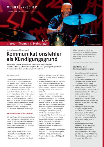 Newsletter 3/2010 Kommunikationsfehler als Kündigungsgrund