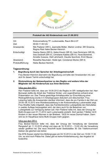 Protokoll der AG Kinderschutz vom 21.09.2012 - Landkreis Teltow ...