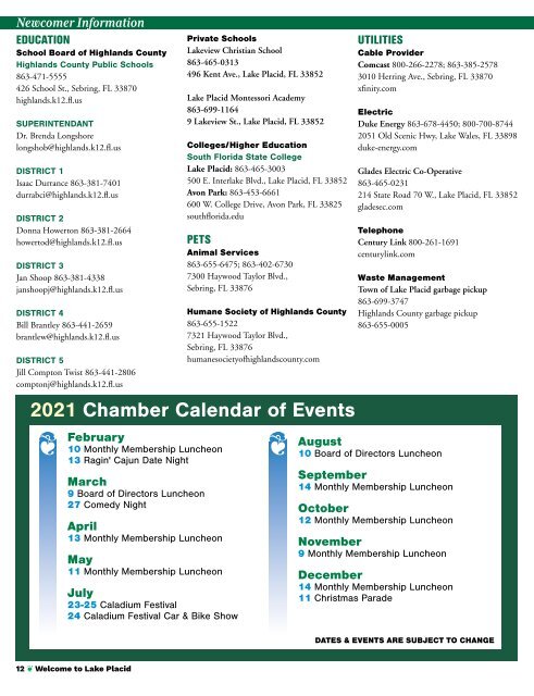 Lake Placid Chamber Directory
