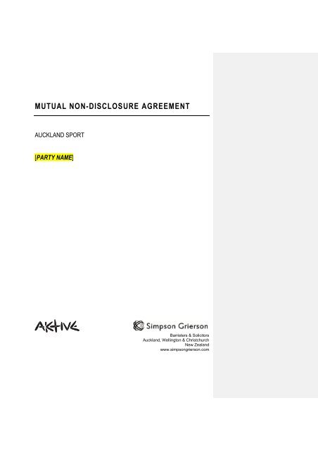 Mutual Non-Disclosure Agreement Template 