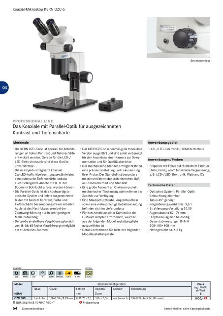 Kern Mikroskopie und Refraktometer 2021