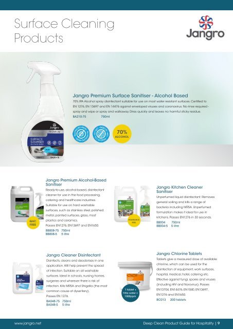 Deep Clean Product Guide - Hospitality