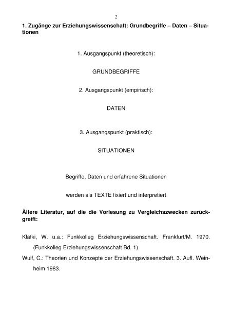 ZUGANG zur Erziehungswissenschaft durch Gewinnung von DATEN