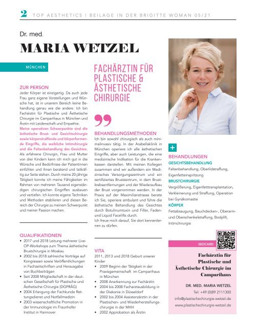 TOP AESTHETICS – BEILAGE IN DER BRIGITTE WOMAN 05/21