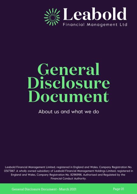 General Disclosure Document