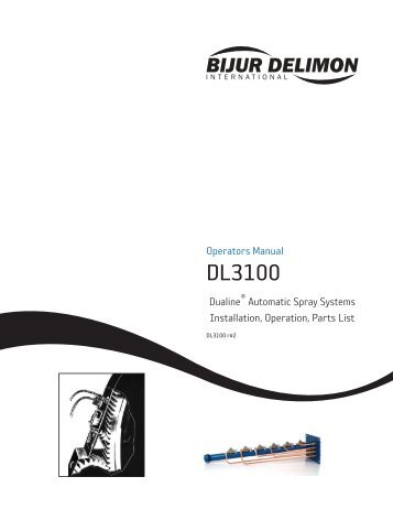 Operator Manual: #DL3100 Dualine Spray System - Bijur Delimon
