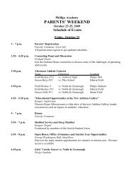 parents' weekend - Phillips Academy Andover