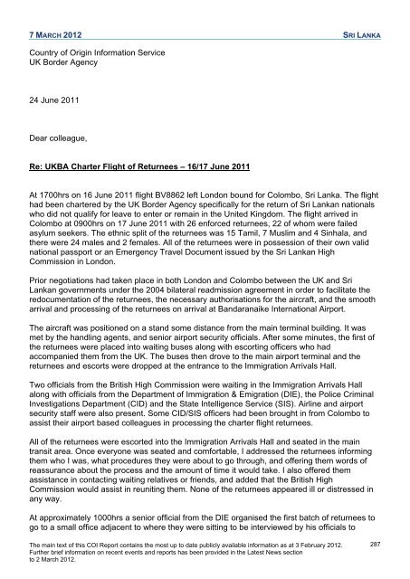 COI Report March 2012 - UK Border Agency - Home Office