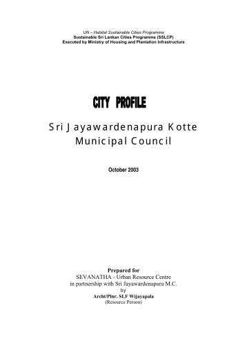 Sri Jayawardenapura Kotte Municipal Council - UN-Habitat