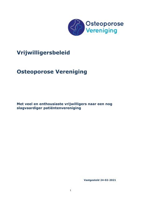 Vrijwilligersbeleid Osteoporose Vereniging 2021 def