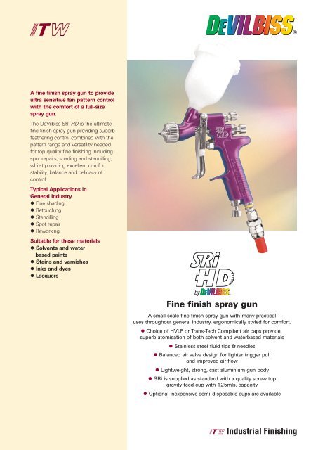 DeVilbiss SRi HD spray gun - Binks Devilbiss Ransburg spray guns