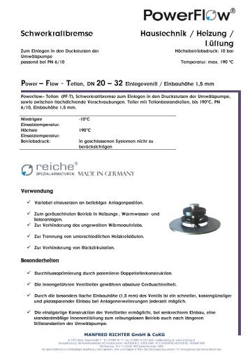 Schwerkraftbremse Haustechnik / Heizung / Lüftung - Richter