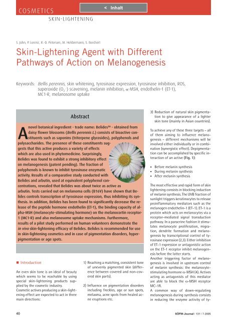 Skin-Lightening Agent with Different Pathways of Action  - Dermage