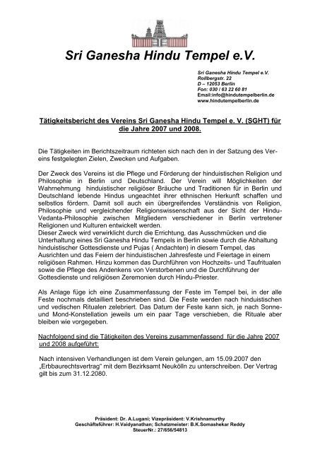 Sri Ganesha Hindu Tempel e.V. Sri Ganesha Hindu Tempel Berlin