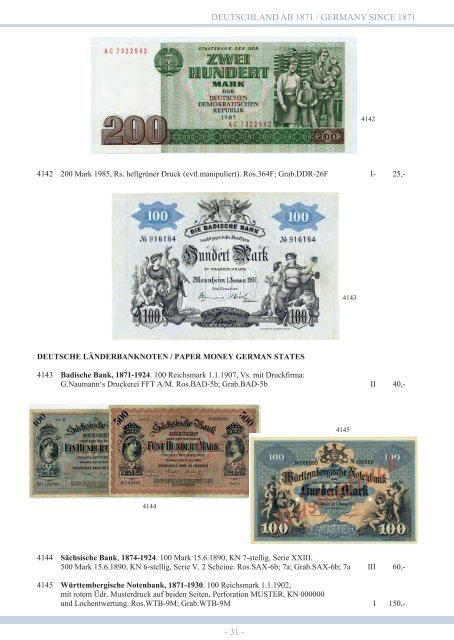 94. Auktion - Banknoten & Notgeld - Emporium Hamburg