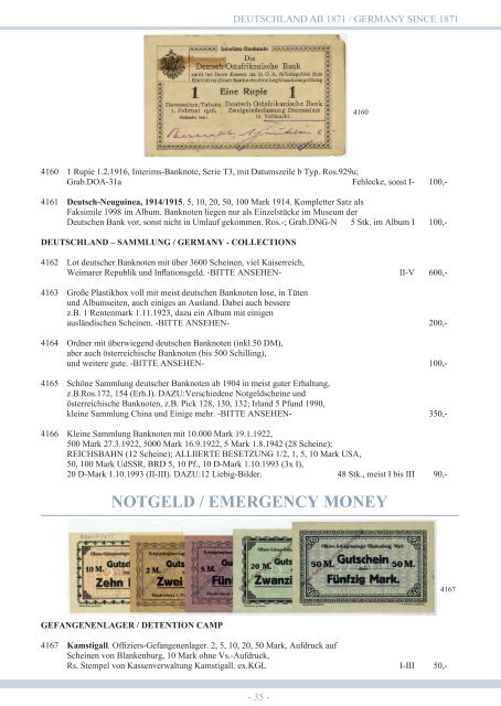 94. Auktion - Banknoten & Notgeld - Emporium Hamburg