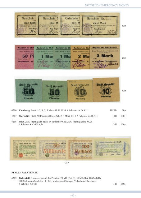 94. Auktion - Banknoten & Notgeld - Emporium Hamburg