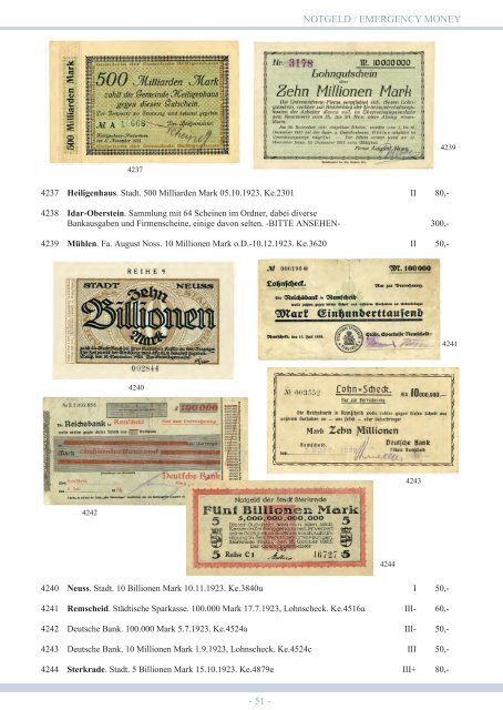 94. Auktion - Banknoten & Notgeld - Emporium Hamburg