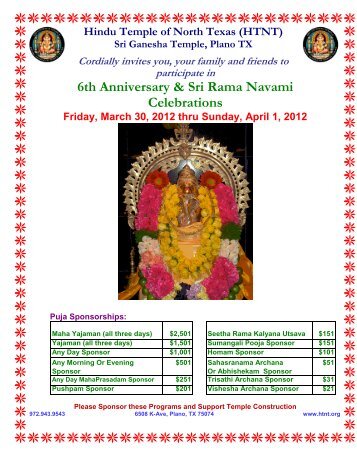 6th Anniversary & Sri Rama Navami Celebrations - Sri Ganesha ...