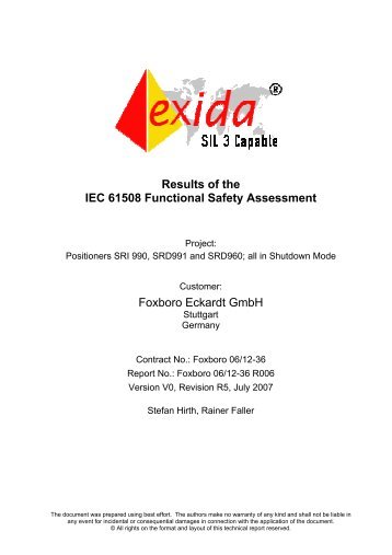 Results of the IEC 61508 Functional Safety Assessment ... - Exida