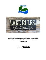 2021 Heritage Lake Rules