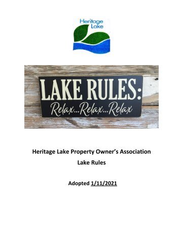 2021 Heritage Lake Rules