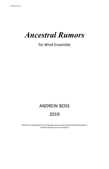 Ancestral Rumors - FULL SCORE