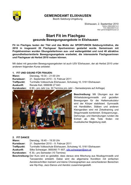 Start Fit im Flachgau - Elixhausen