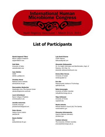 List of Participants - Foundation for the National Institutes of Health